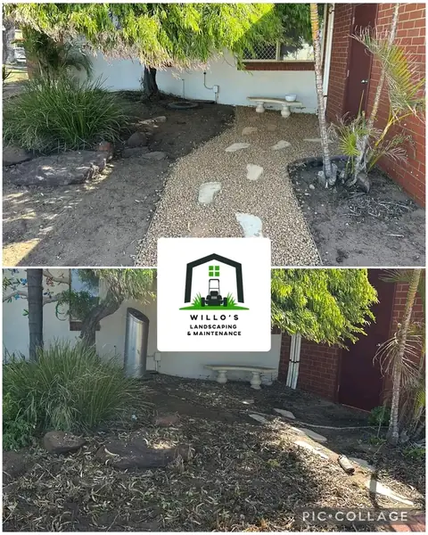 Before and after of a rejuvenated garden bed with a gravel path in Geraldton (3 of 4)