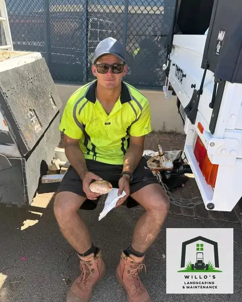 Jordan, owner of Willo's Landscaping & Maintenance, at work in Geraldton